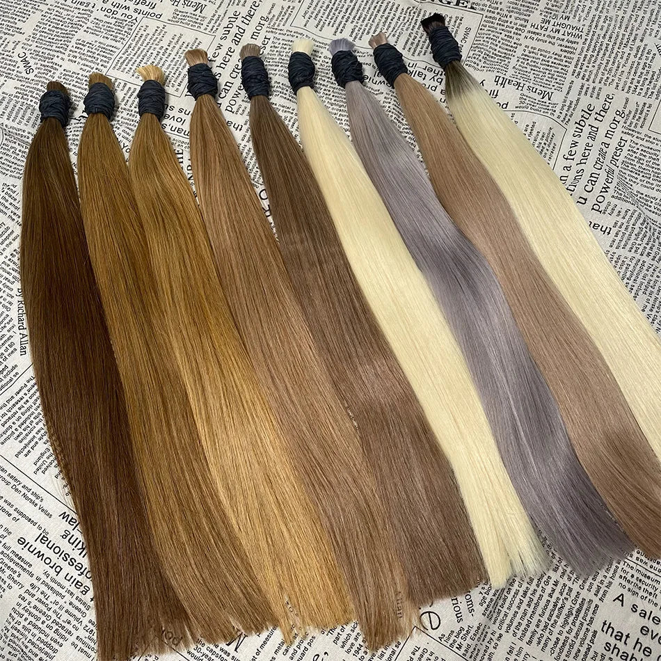 Bulk Human Hair Straight 100% Human Hair Extensions 50g 100g Bulk Human Hair for Braiding Human Made No Weft Remy Hair Bundles