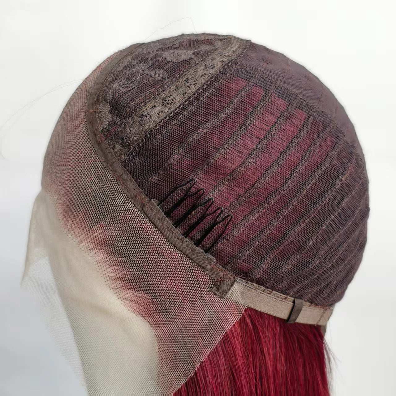 Wine Red Lace Front Wig Pre Plucked Natural Straight Red Wig Heat Resistant Fiber Synthetic Glueless Wig  for Women