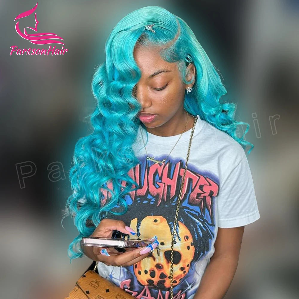 Blue Remy Hair Wear And Go Glueless Human Hair Wigs Brazilian 13x6 HD Lace Frontal Human Hair Wigs 613 Colored Ready To Wear
