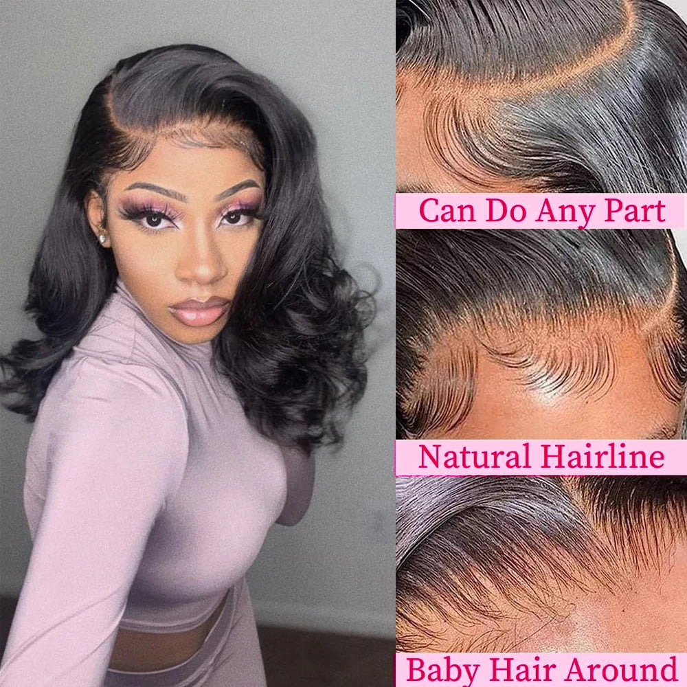 16A 100% Remy Hair Short Body Wave Bob Wigs Human Hair 13x4 HD Lace Front Human Hair Wigs Brazilian Hair 4x4 Lace Wigs For Women