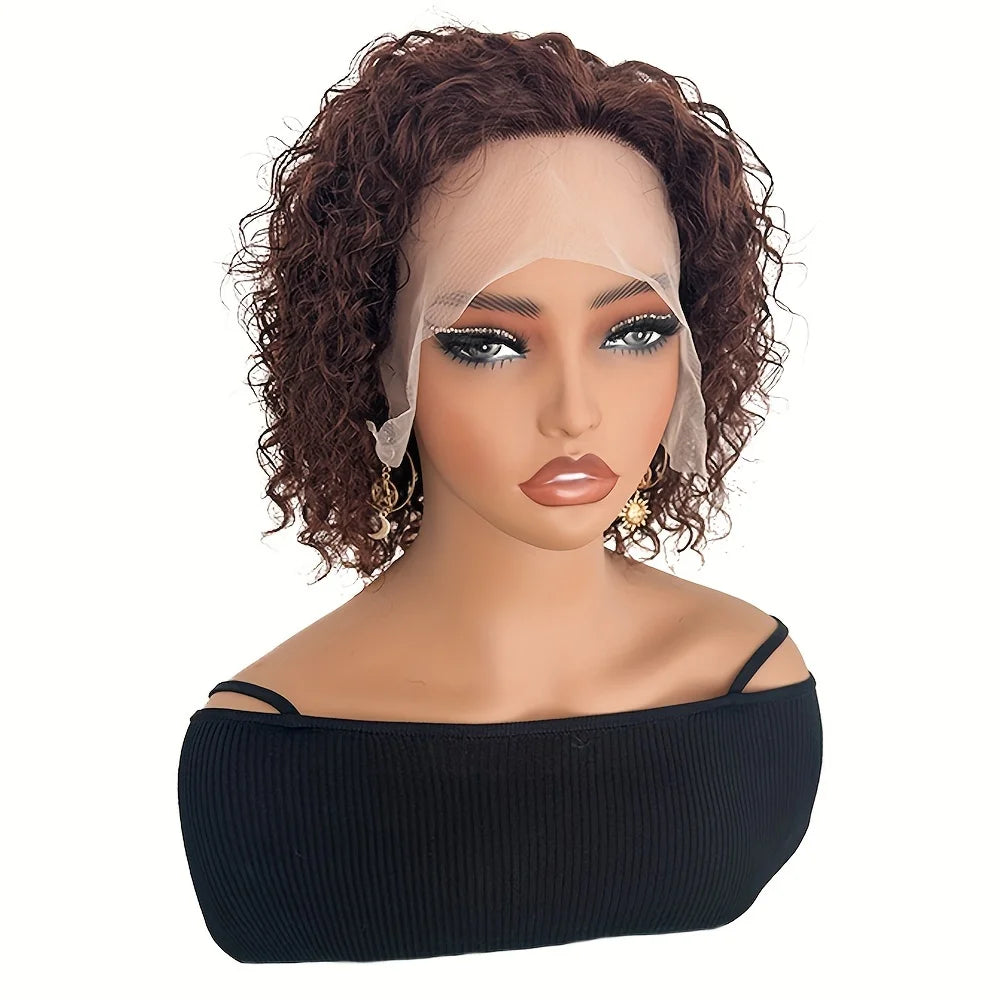 13x1 Transparent Lace Front Wigs Pixie Cut Wig Human Hair Brazilian Remy 100% Human Hair Short Curly Human Hair Wig