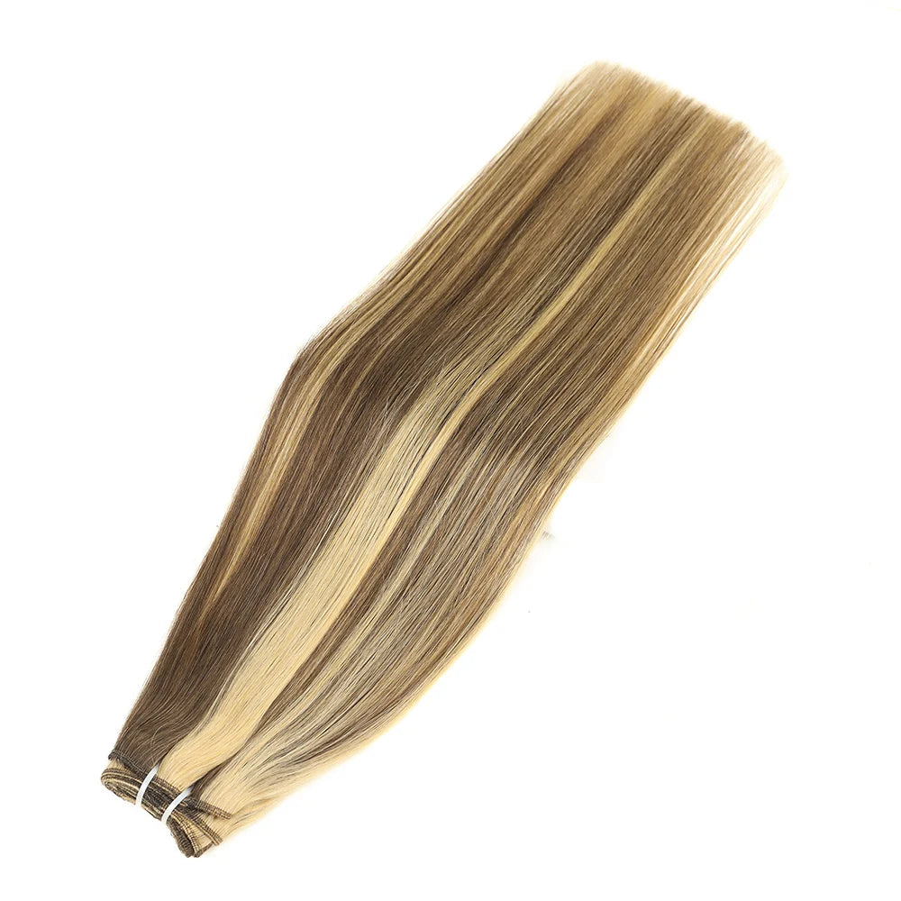 Straight Real Human Hair Weaves 100% Remy Human Natural Hair Bundles Sew In Weft Hair Extensions Ombre Blonde For Salon