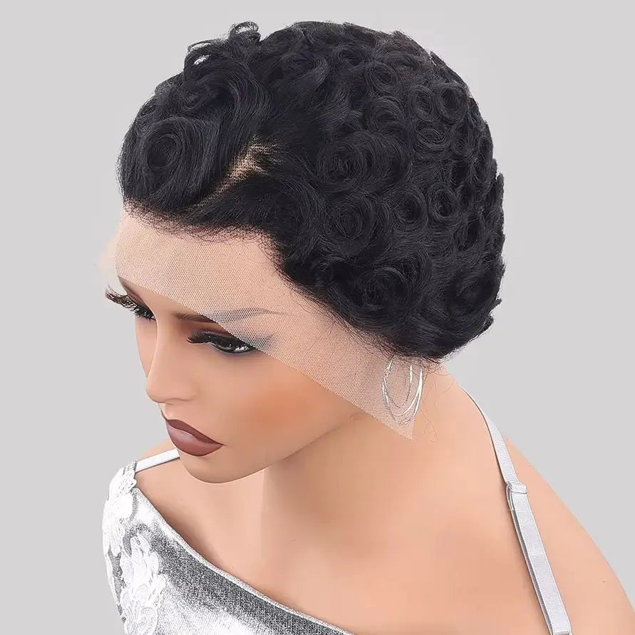 Curly 13x4 HD Lace Front Human Hair Wig 150% Chic Short Pixie Cut Wigs For Women 100% Brazilian Human Hair PrePlucked Daily Wear
