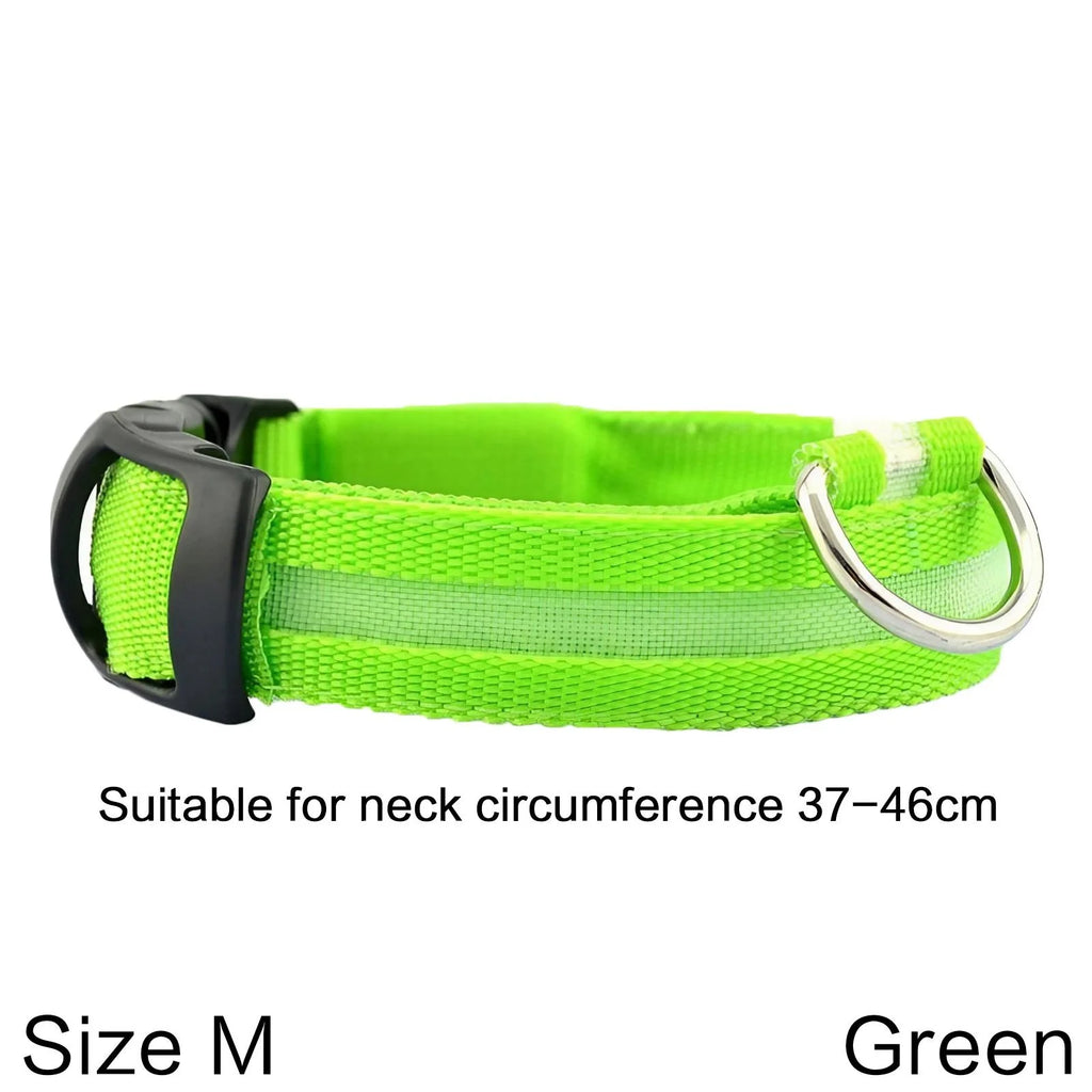 Nylon Reflective LED Dog Collar Light Up Pet Collar Dog Lights Night Walking Camping Supplies