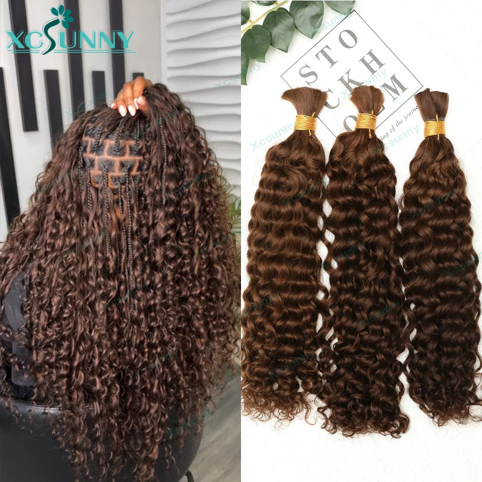 Boho Braids Human Hair Extensions Bundles Bulk Human Hair For Braiding Curly Loose Deep Color 4 27 30 Double Drawn Wholesale