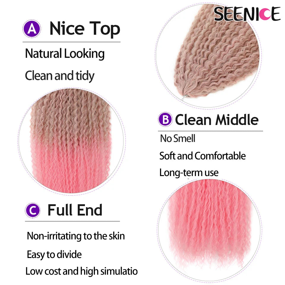 Brazilian Braids Synthetic Crochet Hair Afro Curls Braiding Hair Extensions For Women African Braided Kinky Curly Hair OmbrePink