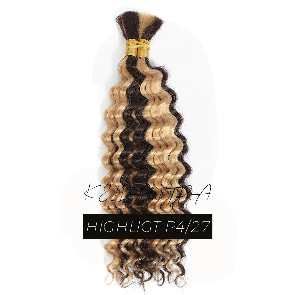 Boho Braids Human Hair Curly Hair Bundles Bulk for Braiding Deep Wave 2 Bundles 100g No Weft Human Hair Bundles Hair Extension
