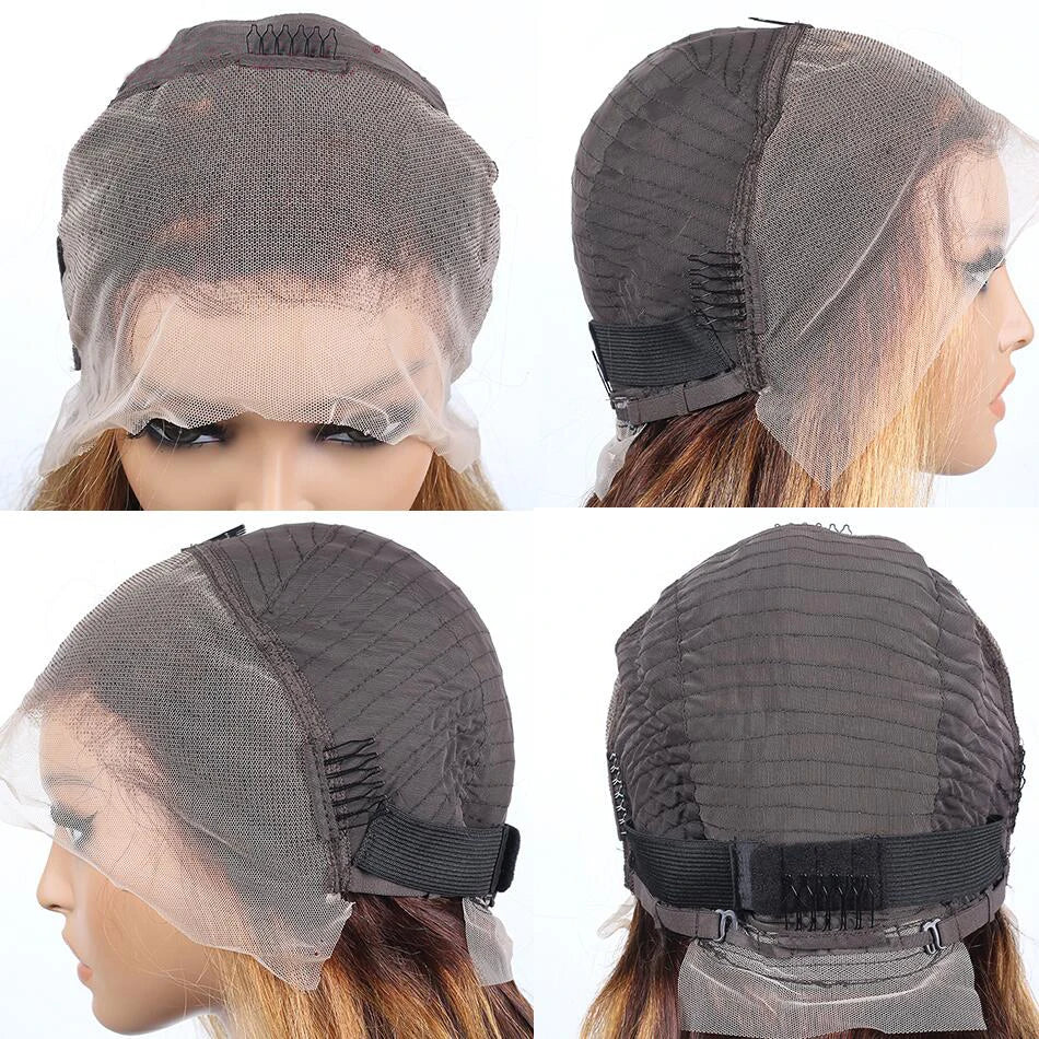 Highlight Wig Human Hair Bob Wig Straight Lace Front Wig Remy Brazilian Short Bob Human Hair Wigs For Women T Lace Human Hair