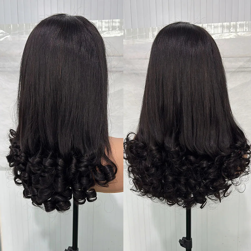 12A Double Drawn Spring Egg Curly Virgin Human Hair Wigs 5x5 HD Lace Glueless Wear And Go Bouncy Funmi Curly Lace Frontal Wigs