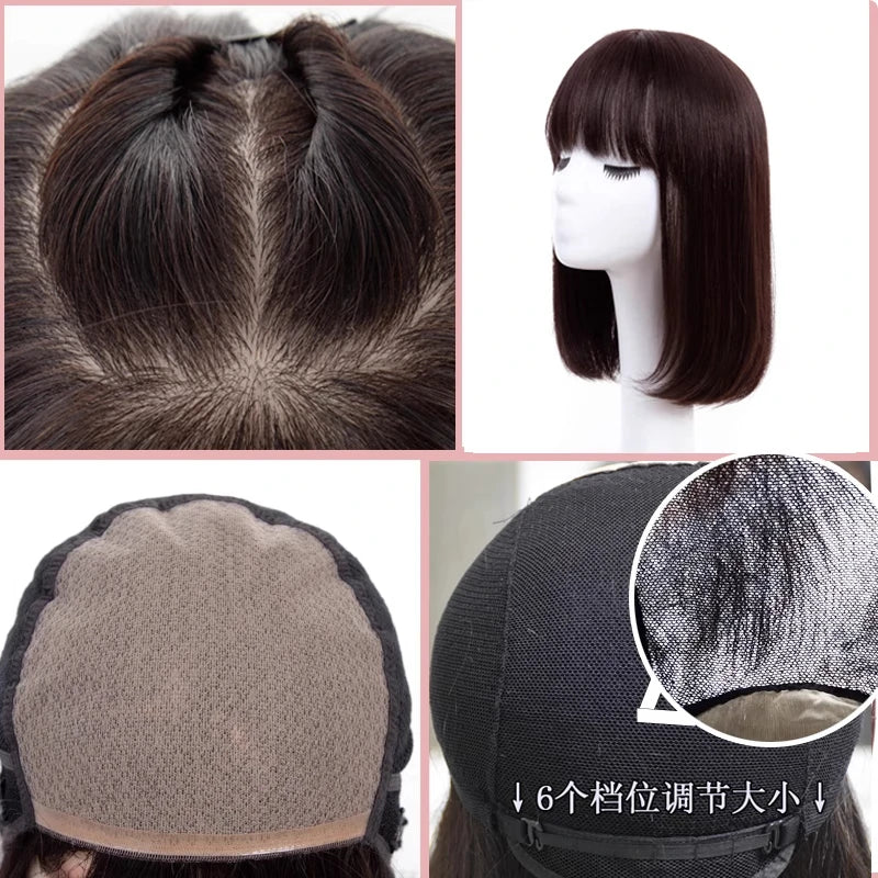 Silk Base Full Lace Wig with PU Front Real Remy Human Hair Wig for Women Natural Black Silk Top Glueless Wig Summer Breathable