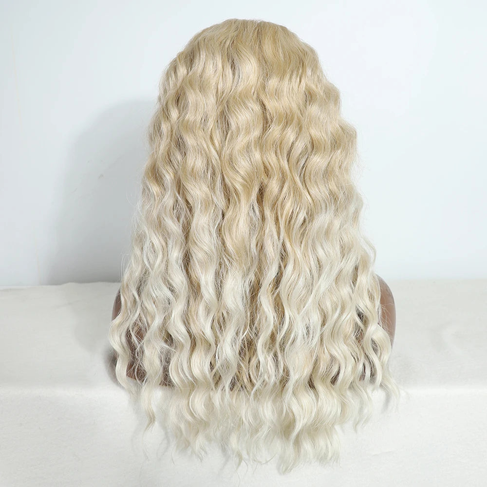 20 Inch Synthetic Lace Front Wig Blonde Brown Curly Lace Part Lace Wig For Women Lace Front Wig Cosplay Wig