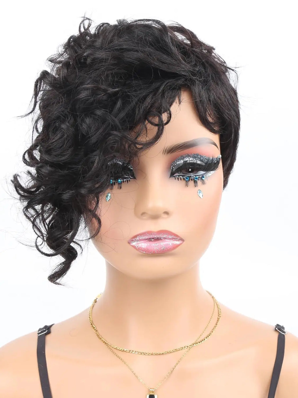 Short Pixie Cut Wig Human Hair Wigs for Women Human Hair with Side Bangs Curly Layered Brazilian Virgin Pixie Wigs