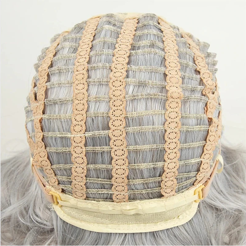 HAIRJOY Synthetic Hair Gray Wigs for Women Older Silver Grey Short Curly  Bob   Wigs