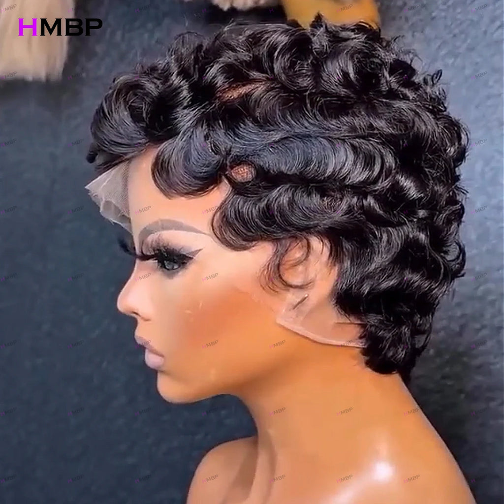 13×4 HD Transparent Lace Frontal Wig Curly Wigs Glueless Lace Frontal Wig Human Hair Ready To Go Preplucked Hair For Women HMBP