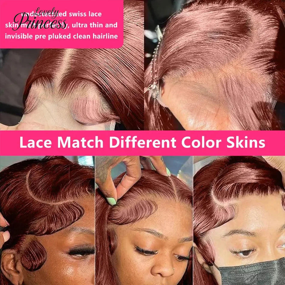 13x4 Reddish Brown Lace Front Human Hair 13x6 Transparent Hd Glueless Straight Lace Frontal Wig 4x4 5x5 Closure Human Hair Wig