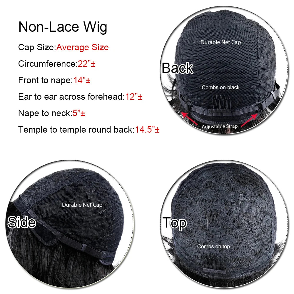 Short Straight Bob Wig Pixie Cut Wig Human Hair For Black Women With Bangs Full Machine Made Wigs Cheap Wigs Natural Black Hair