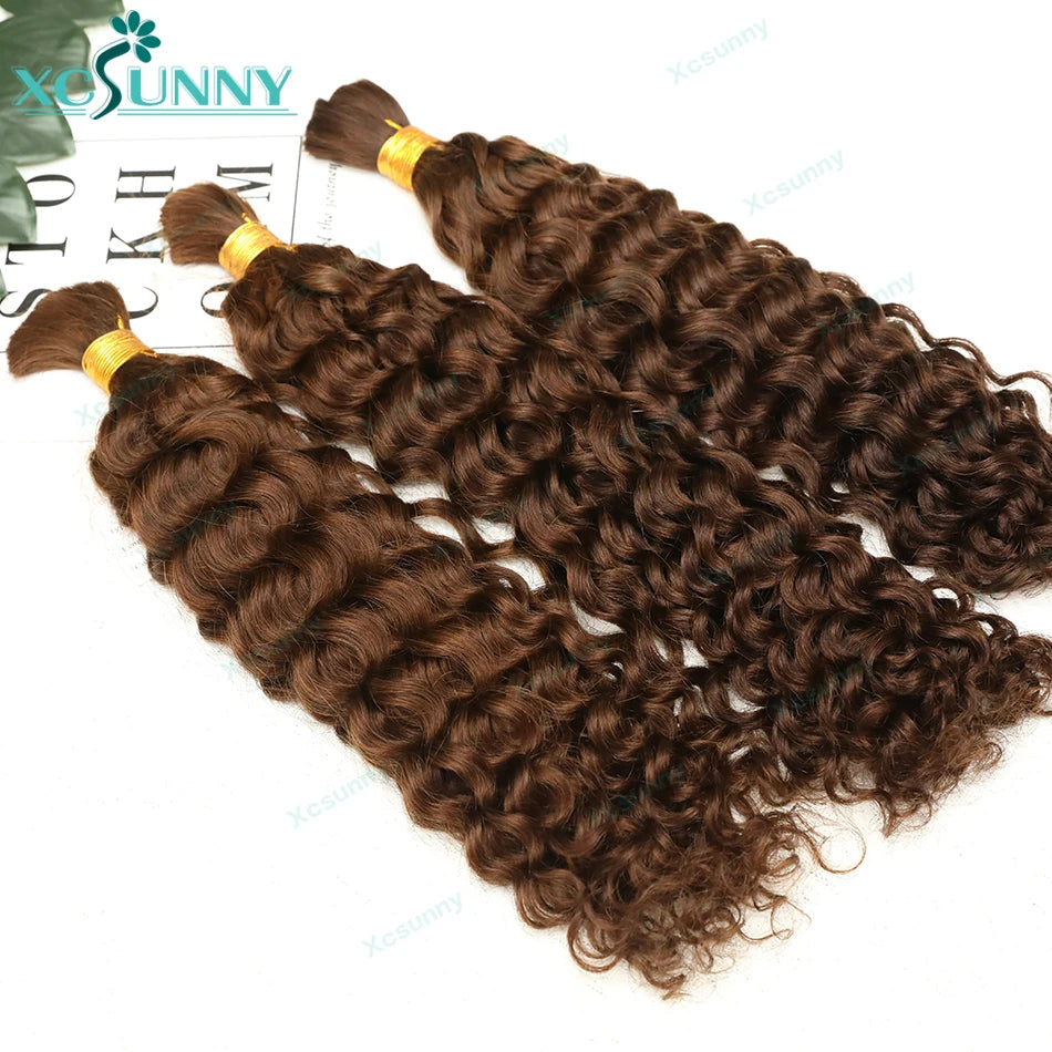 Boho Braids Human Hair Extensions Bundles Bulk Human Hair For Braiding Curly Loose Deep Color 4 27 30 Double Drawn Wholesale
