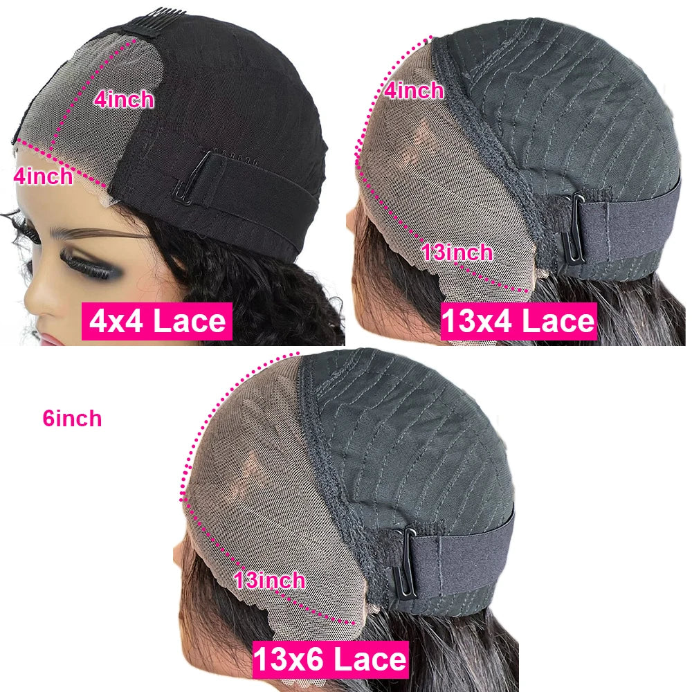 Bob Wig With Bangs Hair For Black Women Glueless Wigs Human Hair 13×4 Lace Short Black Straight Pixie Cut Water Wave Curly Hair