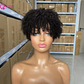 Human Hair Afro Kinky Curly Wig 8inches 180% Density 125g Natural Color Soft Silky Natural Hairline Easy Styling for Women