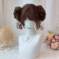 Short Wavy Curly Brown Black Wigs With Bangs Synthetic Lolita Cosplay Natural Women Hair Wig For Daily Party