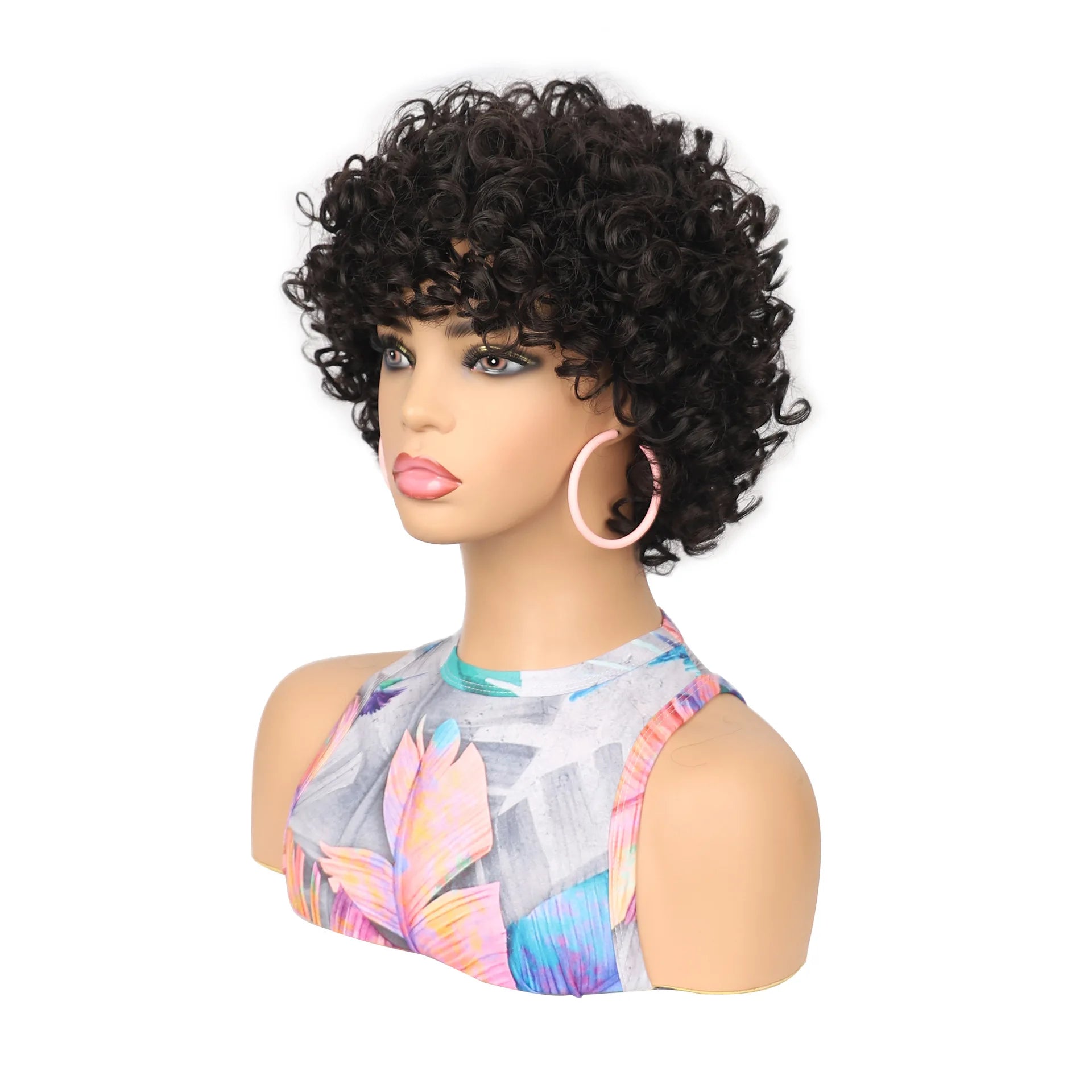 Synthetic Wigs Afro Curly Bob Chic Short Curly Hair Brown Wig for Fashion Conscious Women's Daily Wear