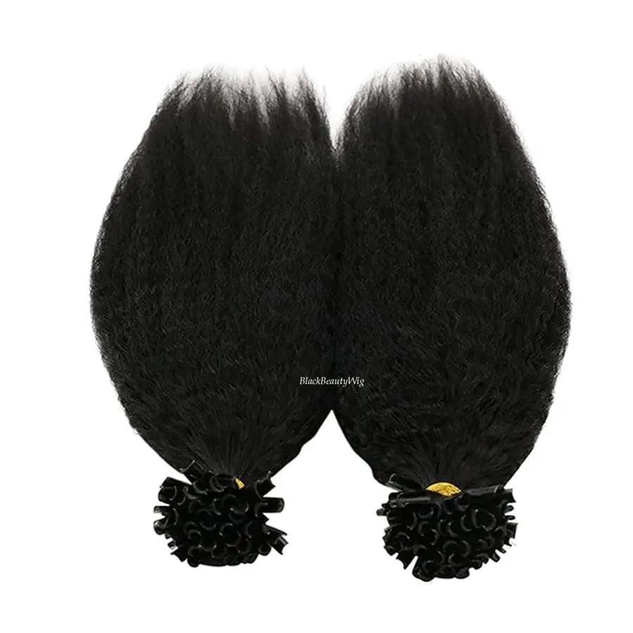 Kinky Straight Nail Tip Human Hair Extension Mongolian Remy Hair Pre Bonded Keratin Fusion U Tip Hair Coarse Italian Yaki 100Pcs