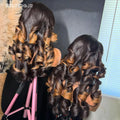 13x4 HD Lace Front Loose Bouncy Curly Wig Human Hair Ombre Highlight P4/27 Bouncy Curly Glueless Wig for Woman Ready to Wear Wig