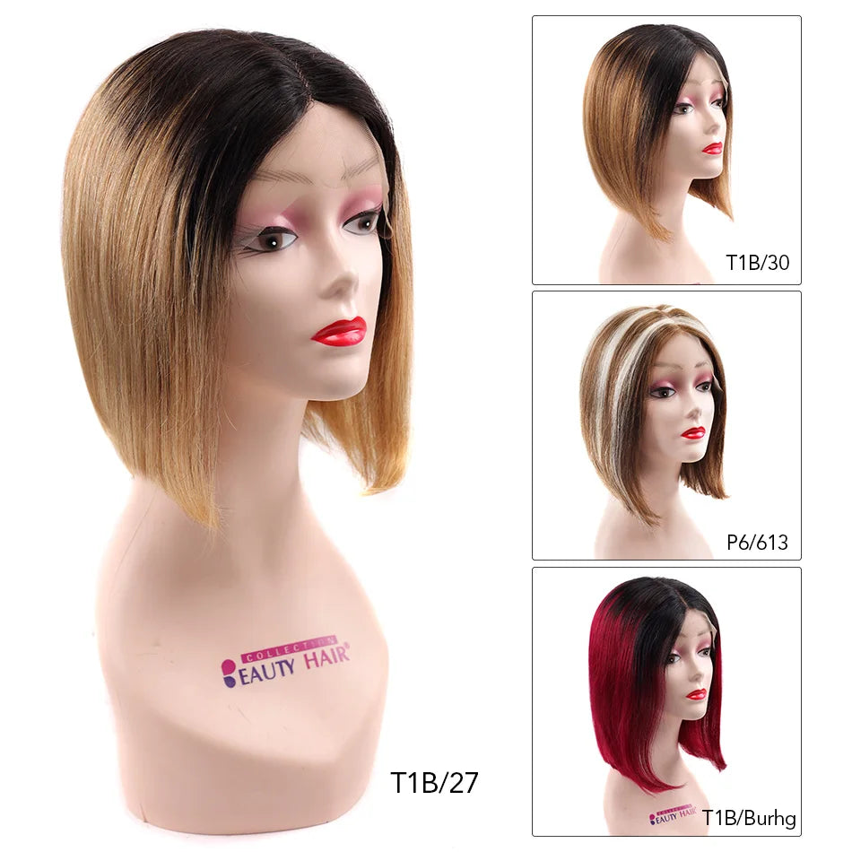 Lace Part Bob Wigs 613 Blonde Remy Brazilian Straight 100% Natural Human Hair T part Wig 13x 1 X 4 For Women
