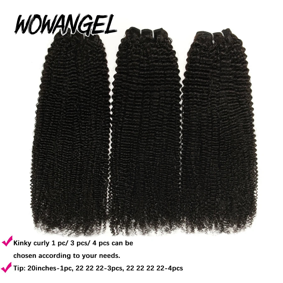 Afro Kinky Curly Human Hair Bundles 30 Inch Human Hair Weft Virgin Hair Extensions 1/3/4 Pieces Natural Color Brazilian Weaving