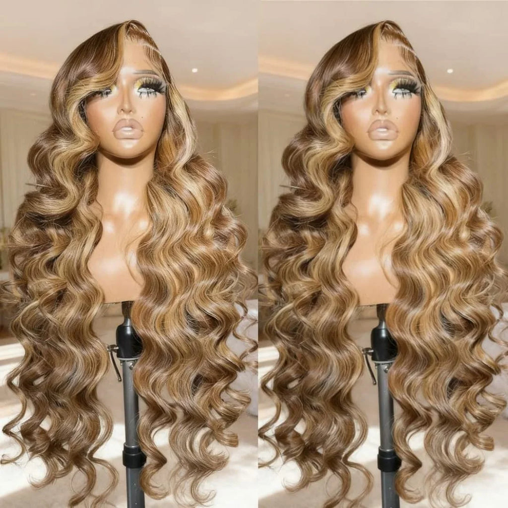 13x4 Hd Lace Front Wig Human Hair 4/27 Honey Blonde Ombre Body Wave Lace Front Wig 250 Density Lace Front Wig Human Hair