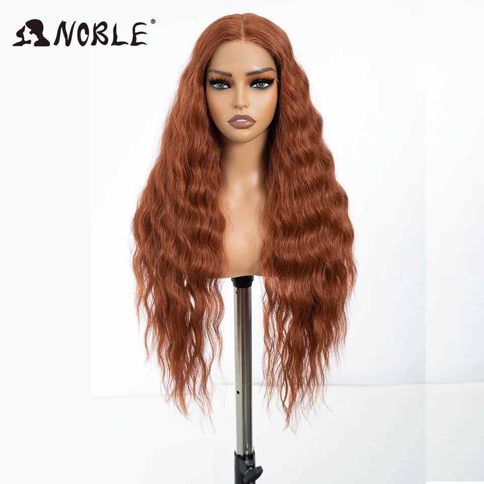 Noble Synthetic Lace Front Wig Long Wavy Side Part Body Wavy Lace Front Wig For Women Lace Front Wig Ombre Blonde Cosplay Wig