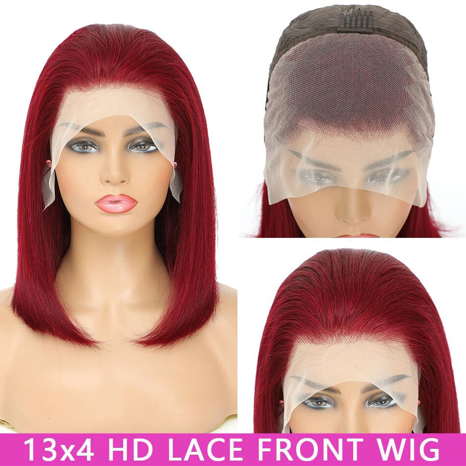 Bob Wigs 10 Inch Real 100% Human Hair HD 13×4 Front Lace Wig For Women Professional Colored Human Hair Wigs