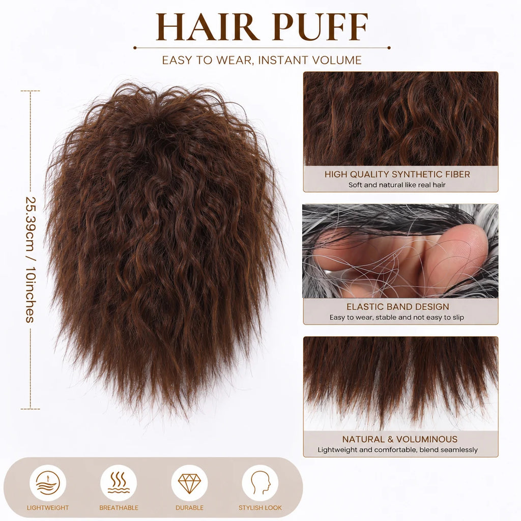 Synthetic wool curly short curly hair wig bun women's soft rubber band hair extension from natural small volume