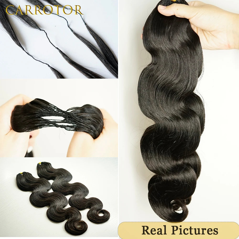 Feather Crochet Braid Hair Extensions Knotless Pre-Separated Crochet Hair Extensions Human Hair Body Wave 100% Human Hair