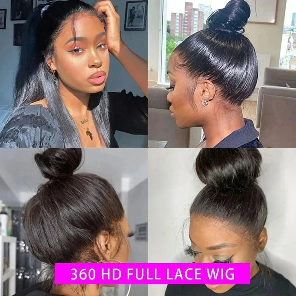 360 Full Lace Wig Human Hair Pre plucked HD Lace Wig 13X4 13x6 Human Hair Wigs Bone Straight Lace Frontal Wig For Women 36 40 in