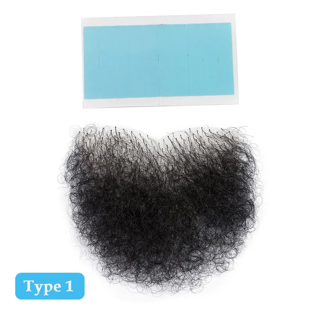Human Hair Pieces Private Hair Handmade Simulation of Men Chest Hair Fake Mustache for Men and Women Sexy Body Hair Armpit Hair