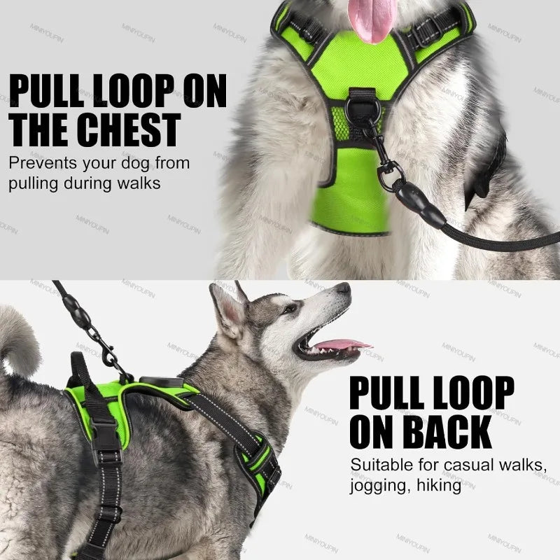LED Glowing Luminous Dog Harness Rechargeable Safety Vest For Night Walking 3 Light Modes Pet Harnesses