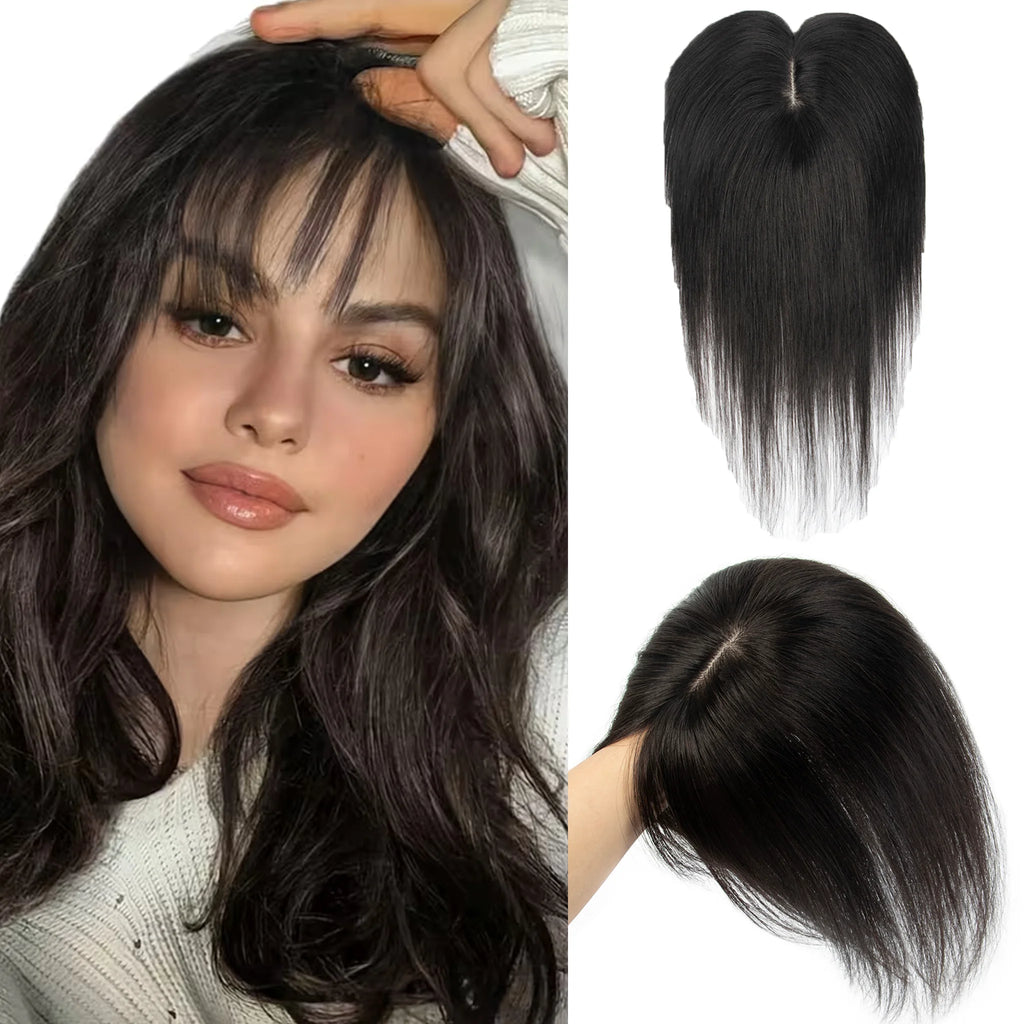 Real Human Hair Toppers for Women Daily 360°  Bangs 3D Hair Pieces with Thinning Hair Bangs20, 25, 30, 35cm