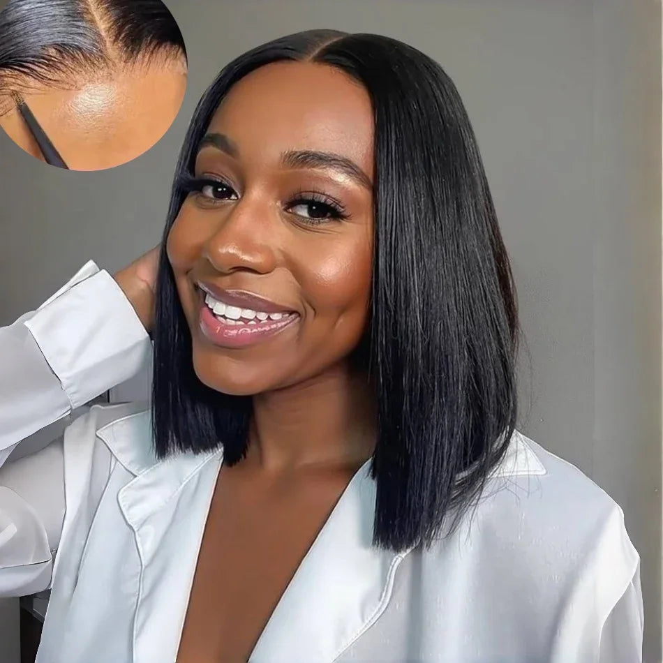 2026 Ready To Wear Glueless Bob Straight Wig Human Hair Wigs Short Bob No HD Lace Frontal Wig Closure Black Wigs For Women