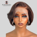 13×4 frontal lace remy wig for women 8inch short straight pixie cut human hair wig natural black/#4  color 150%density