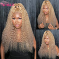 Curly Honey Blonde Wig Human Hair 13x6 Deep Wave Frontal Wigs For Women 13x4 Hd Water Wave Lace Front Wig #27 Colored Wig 30Inch